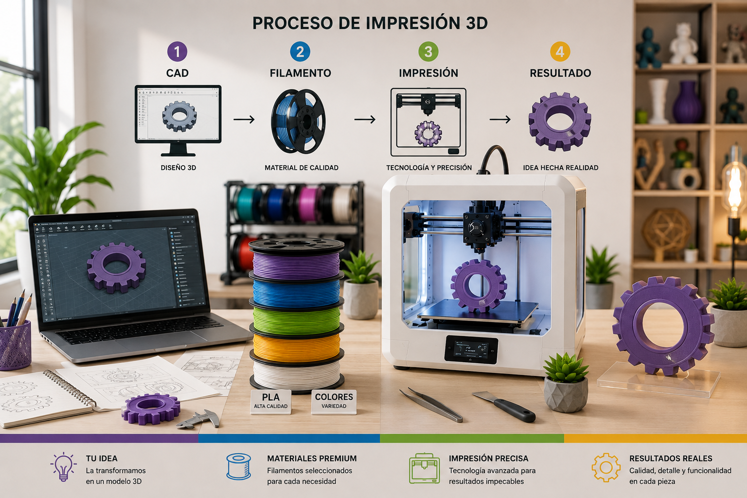 Proceso de impresión 3D: del diseño CAD al objeto terminado